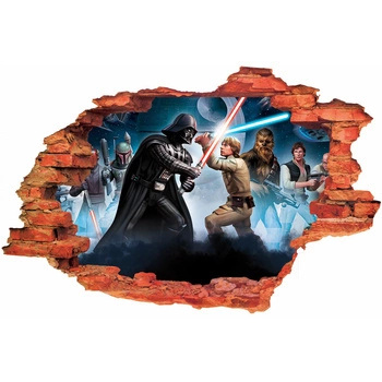 Naklejka na ścianę 3D Star Wars Gwiezdne Wojny Lord Vader walka na miecze świetlne 90 cm na 60 cm