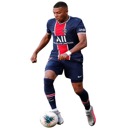 Naklejka na ścianę Kylian Mbappe biegnie z piłką 60 cm na 90 cm