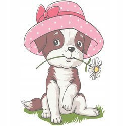 Naklejka na ścianę Piesek w kapeluszu z kwiatkiem 90 cm na 60 cm