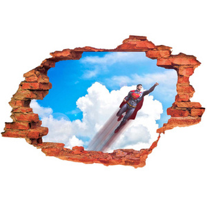 Naklejka na ścianę 3D SUPERMAN szybki jak rakieta 90 cm na 60 cm