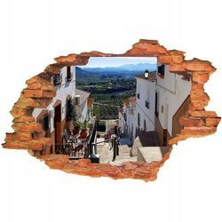 Naklejka na ścianę 3D Uliczka z widokiem na góry i lasy 90 cm na 60 cm