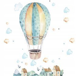 Naklejka na ścianę Balon Góry Domki 90 cm na 60 cm