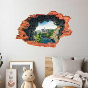 Naklejka na ścianę Minecraft – Widok z jaskini 3D