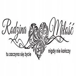 Naklejka na ścianę cytat napis RODZINA tu zaczyna się życie serce 75 cm na 45 cm