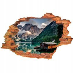 Naklejka na ścianę 3D Krajobraz domek na jeziorze 90 cm na 60 cm