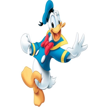 Naklejka na ścianę Kaczor Donald biegnie tanecznym krokiem 90 cm na 60 cm