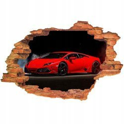 Naklejka na ścianę 3D SAMOCHODY czerwone Lamborghini na czarny tle 90 cm na 60 cm