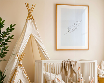 Plakat Noworodek w Ramce 42x30 cm – Minimalistyczna Linia | Pokój Niemowlaka A3