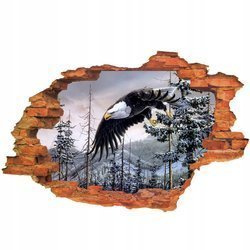 Naklejka na ścianę 3D Orzeł w lesie podczas nurkowania 90 cm na 60 cm