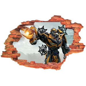 Naklejka na ścianę 3D Transformers Bumblebee strzela 90 cm na 60 cm