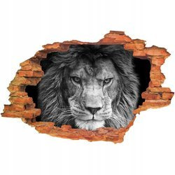 Naklejka na ścianę 3D Lew groźny 90 cm na 60 cm
