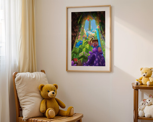 Plakat Minecraft w Ramce A3 – Steve i Kolorowy Świat | Dekoracja do Pokoju Dziecka