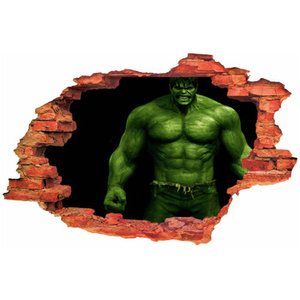 Naklejka na ścianę 3D HULK na czarnym tle 90 cm na 60 cm