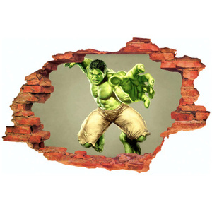 Naklejka na ścianę 3D HULK skacze do góry 90 cm na 60 cm