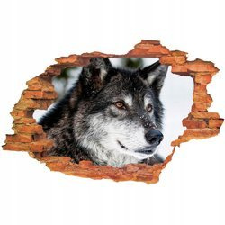 Naklejka na ścianę 3D Wilk głowa  90 cm na 60 cm