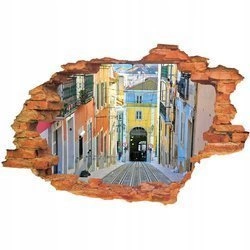 Naklejka na ścianę 3D Lizbona barwne kamieniczki 90 cm na 60 cm