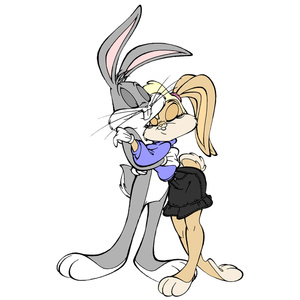 Naklejka na ścianę Królik Bugs tańczy z Lolą Bunny 60 cm na 90 cm