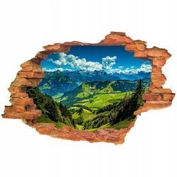 Naklejka na ścianę 3D Góry ze szczytami w chmurach 90 cm na 60 cm