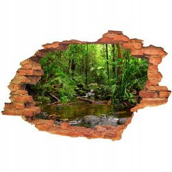 Naklejka na ścianę 3D dżungla rzeka czysta woda 90 cm na 60 cm