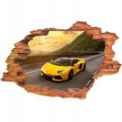 Naklejka na ścianę 3D SAMOCHODY Lamborghini zachód słońca 90 cm na 60 cm