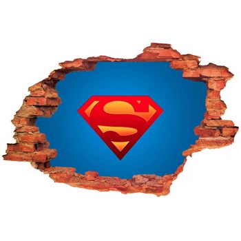 Naklejka na ścianę 3D SUPERMAN logo na niebieski tle 90 cm na 60 cm