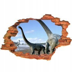 Naklejka na ścianę 3D DINOZAUR brachiozaury na tle błękitnego nieba  90 cm na 60 cm