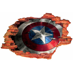 Naklejka na ścianę 3D KAPITAN AMERYKA tarcza 90 cm na 60 cm