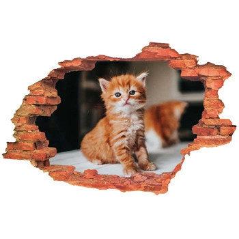 Naklejka na ścianę 3D Kot kotek rudy dostojny przystojniacha 90 cm na 60 cm