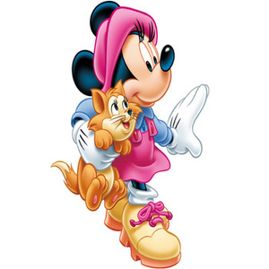 Naklejka na ścianę Myszka Minnie z kotkiem 90 cm na 60 cm