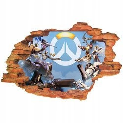 Naklejka na ścianę 3D Overwatch cała drużyna 90 cm na 60 cm