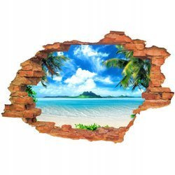 Naklejka na ścianę 3D Plaża wzgórza nad wodą 90 cm na 60 cm