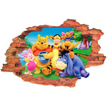 Naklejki na ścianę 3D KUBUŚ PUCHATEK i przyjaciele na polanie 60 cm na 90 cm