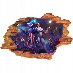 Naklejka na ścianę 3D FORTNITE wygrana 90 cm na 60 cm