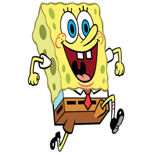 Naklejka na ścianę SPONGEBOB kanciastoporty z czerwonym krawatem biegnie 90 cm na 60 cm
