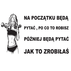 Naklejka na ścianę napis siłownia sport jak to zrobiłaś 75 cm na 45 cm