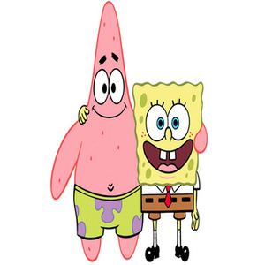 Naklejka na ścianę SPONGEBOB kanciastoporty i Patryk Rozgwiazda 90 cm na 60 cm