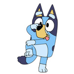 Naklejka na ścianę Bluey na jednej nodze 60 cm na 90 cm