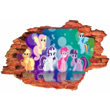 Naklejka na ścianę 3D My Little Pony Kucyki z bombelkami 90 cm na 60 cm