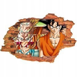 Naklejka na ścianę 3D DRAGON BALL Son Goku wszystkie transformacje 90 cm na 60 cm