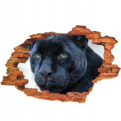 Naklejka na ścianę 3D Czarna Pantera łeb z szyją 90 cm na 60 cm