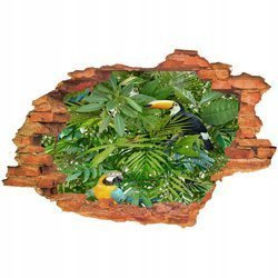 Naklejka na ścianę 3D dżungla ptaki papugi 90 cm na 60 cm