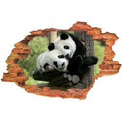 Naklejka na ścianę 3D Panda dwie pandy przytulające się 90 cm na 60 cm