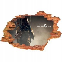 Naklejka na ścianę 3D CS Counter Strike po akcji 90 cm na 60 cm