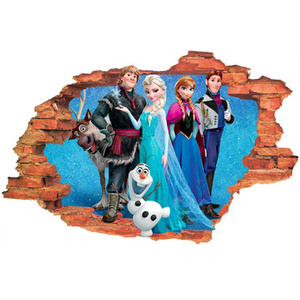 Naklejka na ścianę 3D KRAINA LODU tańczący Olaf z Anna Elsa i reszta 60 cm na 90 cm