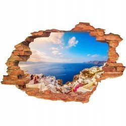 Naklejka na ścianę 3D Santorini turkus wody i lazur nieba 90 cm na 60 cm