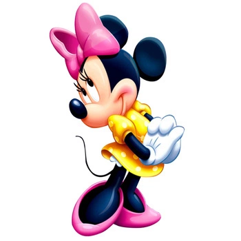 Naklejka na ścianę Myszka Minnie żółta sukienka 90 cm na 60 cm