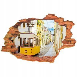 Naklejka na ścianę 3D Lizbona tramwaj Remodelado przemieszczający się po wąskich uliczkach Lizbony 90 cm na 60 cm