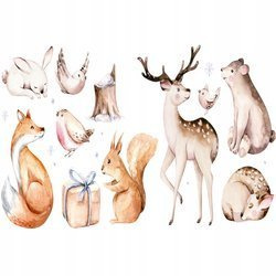 Naklejka na ścianę Zwierzęta Leśne wiewiórka z prezentem 90 cm na 60 cm