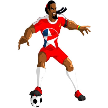 Naklejka na ścianę SUPA STRIKAS dancing Rasta przytrzymuje piłkę nogą 90 cm na 60 cm