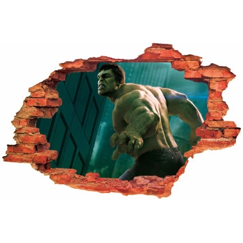 Naklejka na ścianę 3D HULK w mieście 90 cm na 60 cm